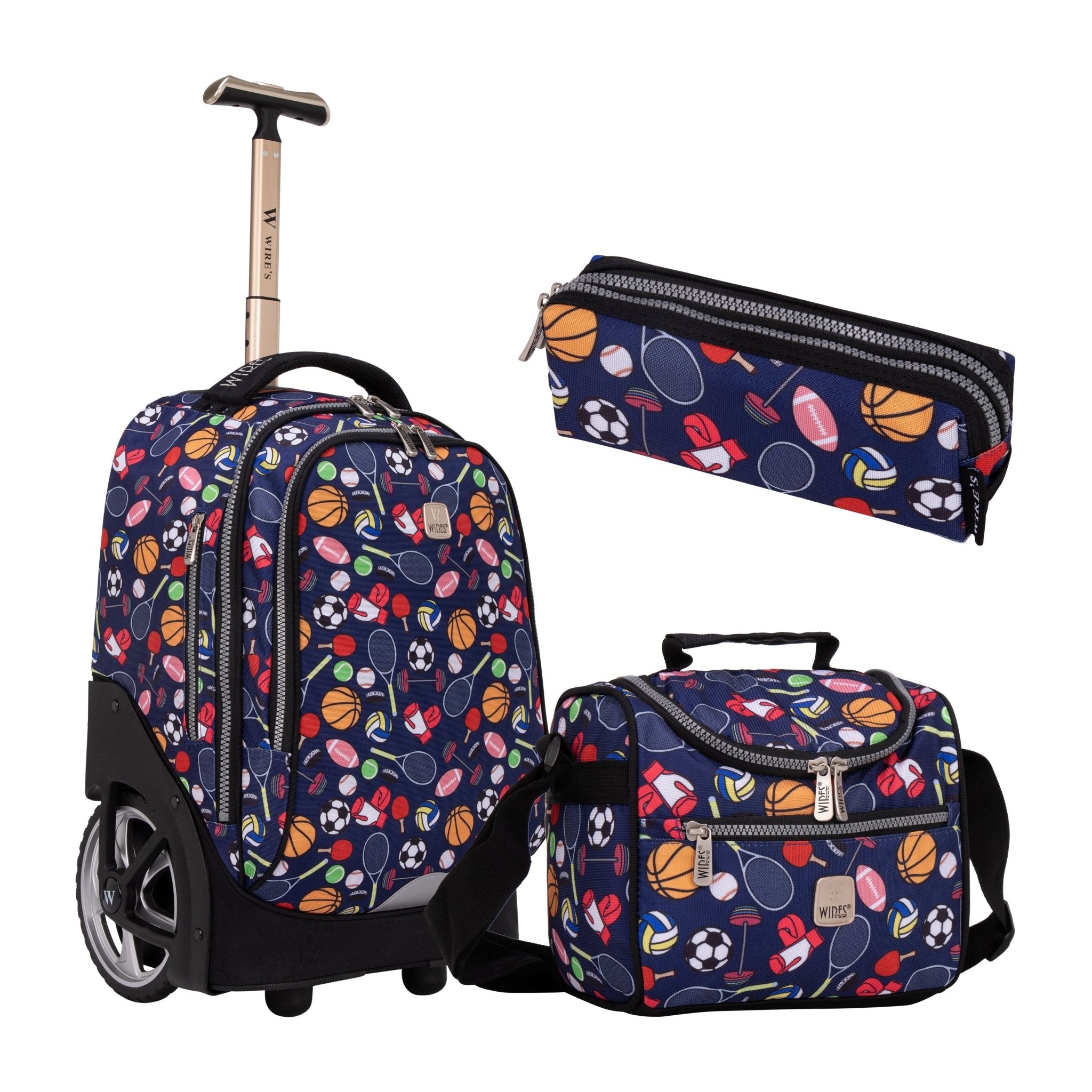 All Sport Big Wheel School Bag Trolley Set of 3 (Lunch Bag & Pencil Case)